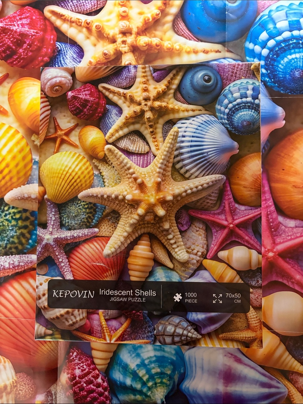 🧩 1000 piece KEPOVIN “Iridescent Shells”, letter clues on pieces. Complete.